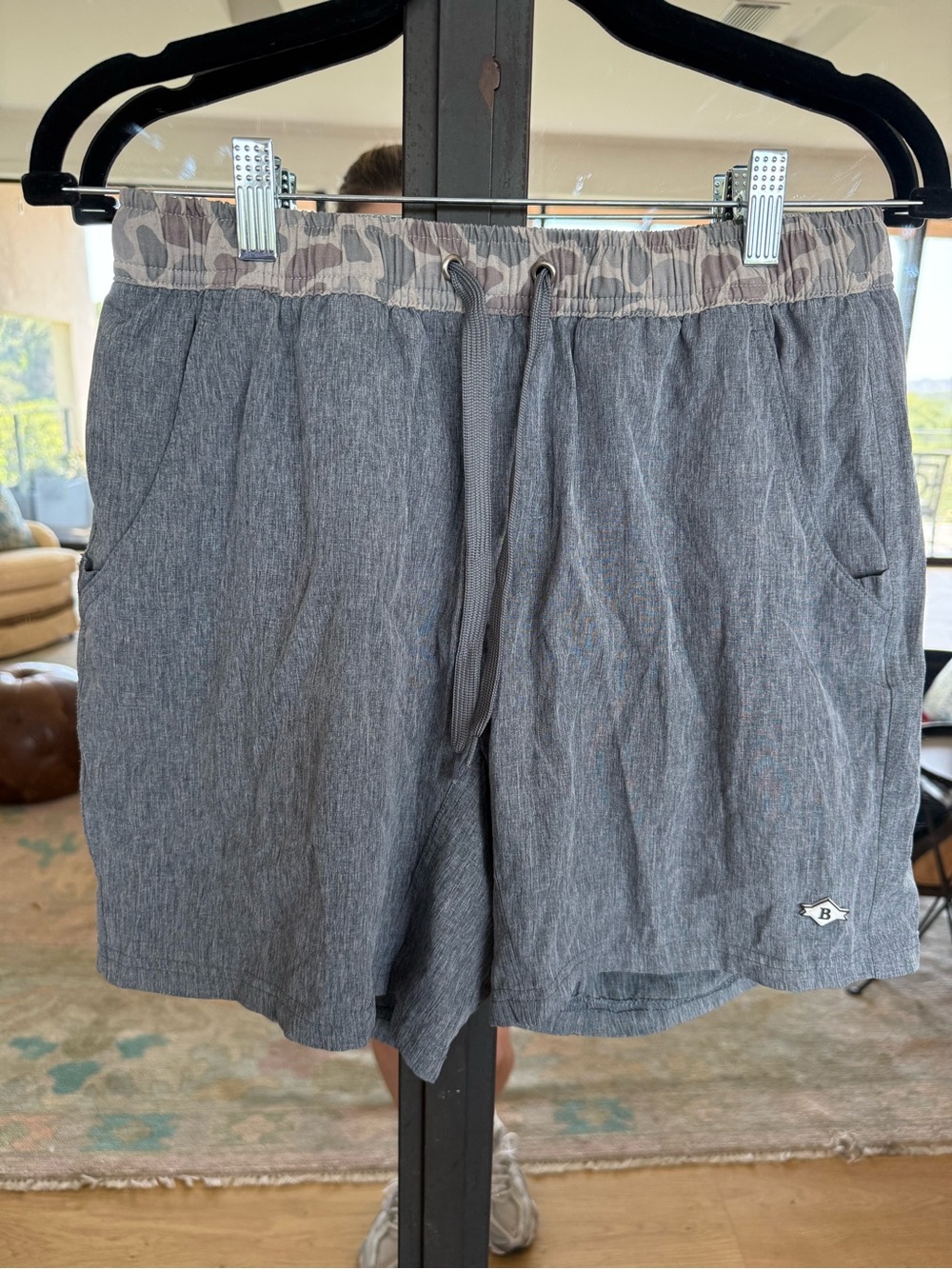 BURLEBO Gray Casual Hybrid Shorts with Camo Waistband